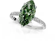 Solitaire Engagement Ring Setting for Fancy Green Marquise Center with Pave Accents and Prong Head in White Gold