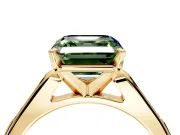Solitaire Engagement Ring Setting for Fancy Green Asscher Cut Center with Channel Accents and Prong Head in Yellow Gold