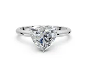 Hidden Halo Engagement Ring Setting for Heart-Shaped Center with Thin Round-Wire Band and Prong Head in Sterling Silver
