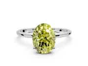 Solitaire Engagement Ring Setting for Fancy Yellow Oval Center with Straight Thin Band and Prong Head in White Gold