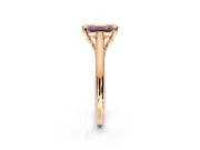 Solitaire Engagement Ring Setting for Fancy Pink Emerald Cut Center with Cathedral Band and Prong Head in Rose Gold
