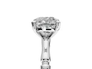 Solitaire Engagement Ring Setting for Cushion Cut Center with Bamboo Band and Prong Head in Sterling Silver