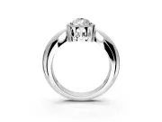 Halo Engagement Ring Setting for Pear-Shaped Center with Tapered Plain Band and Prong Head in Sterling Silver