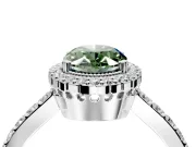 Halo Engagement Ring Setting for Fancy Green Oval Center with Inner Milgrain Border and Prong Head in Platinum