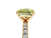 Solitaire Engagement Ring Setting for Fancy Yellow Radiant Cut Center with Fine Pave Band and Claw Prong Head in Yellow Gold