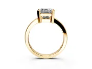 Solitaire Engagement Ring Setting for Asscher Cut Center with Plain Band and Flat Tab Prong Head in Yellow Gold