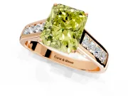 Solitaire Engagement Ring Setting for Fancy Yellow Radiant Cut Center with Round Cut Channel Band and Prong Head in Rose Gold
