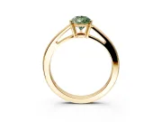 Solitaire Engagement Ring Setting for Fancy Green Pear-Shaped Center with Open Cathedral Shoulders and Prong Head in Yellow Gold