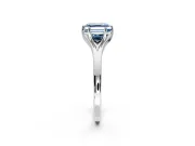 Solitaire Engagement Ring Setting for Fancy Blue Asscher Cut Center with Plain Split Shank and Prong Head in Sterling Silver