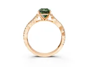 Solitaire Engagement Ring Setting for Fancy Green Radiant Cut Center with Twisted Pave Split Shank and Prong Head in Rose Gold