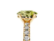 Solitaire Engagement Ring Setting for Fancy Yellow Oval Center with Large Accents and Prong Head in Yellow Gold