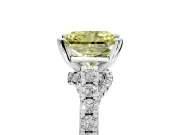Solitaire Engagement Ring Setting for Fancy Yellow Radiant Cut Center with Crossover Accents and Prong Head in Platinum