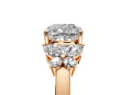 Solitaire Engagement Ring Setting for Cushion Cut Center with Marquise Flower Shoulders and Prong Head in Rose Gold