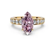 Solitaire Engagement Ring Setting for Fancy Pink Marquise Center with Channel-Set Accents and Prong Head in Yellow Gold
