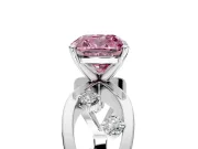 Solitaire Engagement Ring Setting for Fancy Pink Cushion Cut Center with Criss-Cross Accent Band and Prong Head in White Gold
