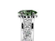 Solitaire Engagement Ring Setting for Fancy Green Oval Center with Graduated Shared Prongs and Prong Head in Sterling Silver