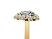Halo Engagement Ring Setting for Heart-Shaped Center with Plain Tapered Band and Prong Head in Yellow Gold