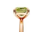 Low-Set Solitaire Engagement Ring Setting for Fancy Yellow Asscher Cut Center with Thin Plain Band and Prong Head in Rose Gold