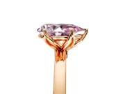 Solitaire Engagement Ring Setting for Fancy Pink Pear-Shaped Center with Thin Rounded Plain Band and Prong Head in Rose Gold