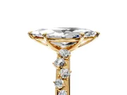 Cluster Engagement Ring Setting for Marquise Center with Round Cut Accent Band and Prong Head in Yellow Gold