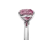 Solitaire Engagement Ring Setting for Fancy Pink Cushion Cut Center with Straight Thin Band and Prong Head in Platinum