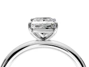 Low-Set Solitaire Engagement Ring Setting for Princess Cut Center with Thin Plain Band and Prong Head in Platinum