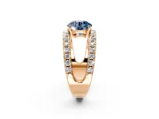 Solitaire Engagement Ring Setting for Fancy Blue Round Cut Center with Wide-Open Split Shank and Prong Head in Rose Gold