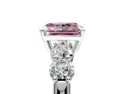 5 Stone Engagement Ring Setting for Fancy Pink Radiant Cut Center with Graduated Accents and Prong Head in Sterling Silver