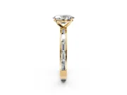 Solitaire Engagement Ring Setting for Oval Center with Channel Baguette Band and Prong Head in Yellow Gold