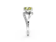 Solitaire Engagement Ring Setting for Fancy Yellow Oval Center with Pave Bypass Swirl Band and Prong Head in Sterling Silver