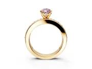 Solitaire Engagement Ring Setting for Fancy Pink Pear-Shaped Center with Channel-Set Accents and Prong Head in Yellow Gold