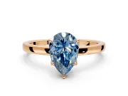 Solitaire Engagement Ring Setting for Fancy Blue Pear-Shaped Center with Thin Rounded Plain Band and Prong Head in Rose Gold