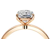 Solitaire Engagement Ring Setting for Radiant Cut Center with Thin Rounded Plain Band and Prong Head in Rose Gold