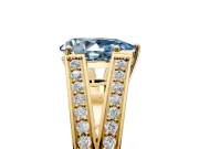 Split Shank Engagement Ring Setting for Fancy Blue Pear-Shaped Center with Pave Split Shank and Prong Head in Yellow Gold