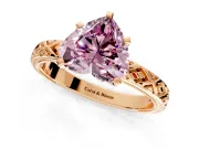 Solitaire Engagement Ring Setting for Fancy Pink Heart-Shaped Center with Milgrain X Pattern Band and Prong Head in Rose Gold