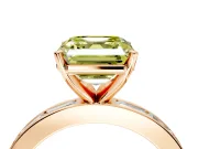 Solitaire Engagement Ring Setting for Fancy Yellow Asscher Cut Center with Channel Baguette Band and Prong Head in Rose Gold
