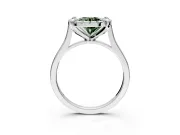 Single Halo Engagement Ring Setting for Fancy Green Round Cut Center with Corner Claws, Plain Band and Prong Head in Platinum