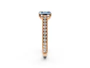 Solitaire Engagement Ring Setting for Fancy Blue Asscher Cut Center with Engraved Pave Band and Prong Head in Rose Gold