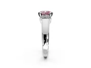 Solitaire Engagement Ring Setting for Fancy Pink Cushion Cut Center with Wide Band, Pave Collar and Prong Head in Sterling Silver