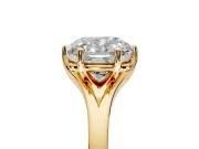 Solitaire Engagement Ring Setting for Cushion Cut Center with Plain Split Shank and Prong Head in Yellow Gold