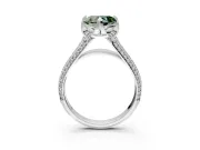 Solitaire Engagement Ring Setting for Fancy Green Heart-Shaped Center with Accented Split Shank and Prong Head in White Gold