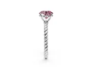 Solitaire Engagement Ring Setting for Fancy Pink Round Cut Center with Plain Twisted Rope Band and Prong Head in Platinum