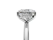 Hidden Halo Engagement Ring Setting for Radiant Cut Center with Thin Round-Wire Band and Prong Head in Platinum