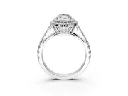 Double Halo Engagement Ring Setting for Marquise Center with Narrow Pave Split Shank and Prong Head in Platinum