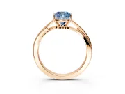 Solitaire Engagement Ring Setting for Fancy Blue Cushion Cut Center with Plain Bypass Twist Band and Prong Head in Rose Gold