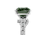Solitaire Engagement Ring Setting for Fancy Green Asscher Cut Center with Crossover Accents and Prong Head in Sterling Silver