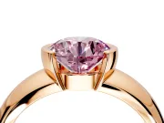 Tension Engagement Ring Setting for Fancy Pink Round Cut Center with Wide Flat Band and Tension Head in Rose Gold