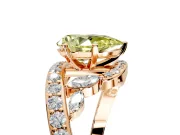 Solitaire Engagement Ring Setting for Fancy Yellow Pear-Shaped Center with Pave Bypass Twist Band and Prong Head in Rose Gold