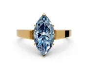 Solitaire Engagement Ring Setting for Fancy Blue Marquise Center with Tapered Split Shoulders and Prong Head in Yellow Gold