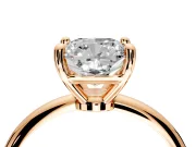 Minimalist Solitaire Engagement Ring Setting for Cushion Cut Center with Thin Band and Prong Head in Rose Gold
